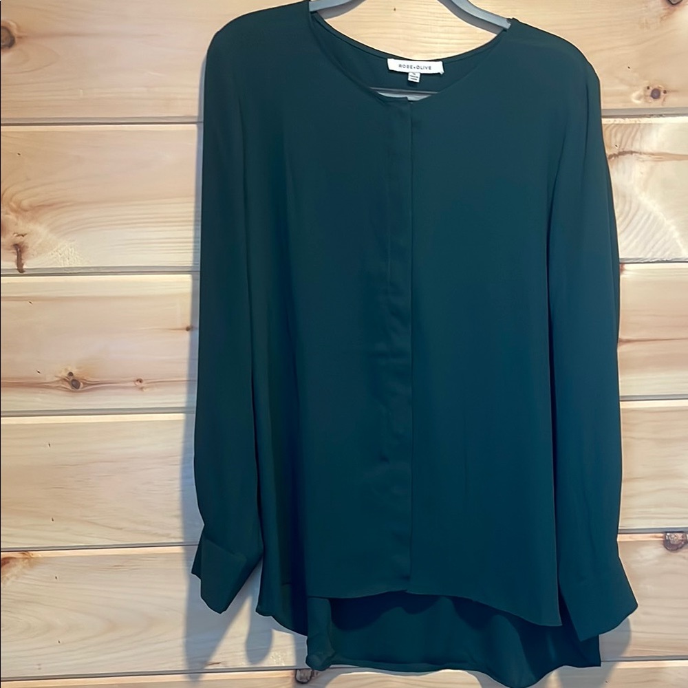 Green Relaxed Buttoned Blouse